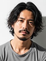 ハロオム(Halo homme) 朝ラクメンズウェーブパーマ|ミディアムで動き演出