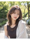 顔周りレイヤー×ラベンダーベージュ×透明感