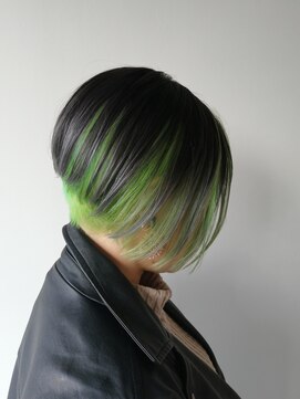 アディクト 綾瀬(ADDICT) 【ADDICT_YUKI】ライムグリーン_ダークグレー_前下がりボブ