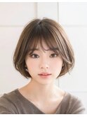 大人可愛い20代30代40代ナチュラルショートボブ丸みショートボブ