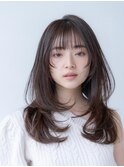 大人かわいい前髪セシルカットココアブラウンフリンジウェーブ
