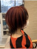 ワインレッド逆インナーウルフカット♪あゆむ