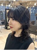 ＊くびれロングウルフパーマヘアウルフミディアムパーマスタイル