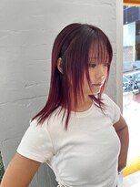 スタン 渋谷(Stam)&nbsp;ワインレッドハイトーンウルフレイヤーロングケアカラー渋谷