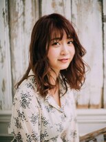 アゲート(Agate) 【錦糸町美容院Agate】オレンジピンク×ラフなくびれロブヘアh