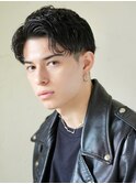 mens短髪ワイルドスペインカールブルーブラックフェザーパーマ
