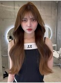 韓国ヘア 2wayバング 顔まわりカットNo.1 レイヤー グレージュ