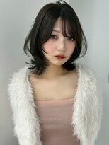 ユーフォリア 渋谷グランデ(Euphoria SHIBUYA GRANDE)&nbsp;顔周りレイヤー ウルフレイヤー ウルフカット 黒髪 20代 艶髪