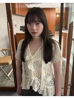 テント(tent.) オリーブベージュグレージュ透明感ストレートロングレイヤー