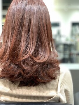 アッシュヘアー 西野店(ASH HAIR) Aラインレイヤー×ピンクベージュ