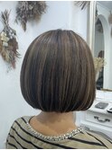 ハイライト丸みボブ