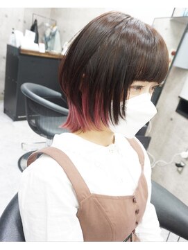 ヘアテリア リュウ 大塚(hair teria ryu) ボブウルフ/インナーカラーピンク