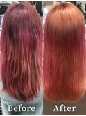 20代30代40代ストレートピンクブラウン髪質改善艶感