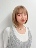 【長谷川】ホワイトベージュミディアムボブ