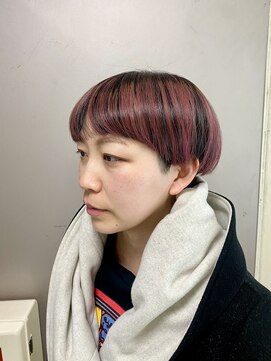 ピエドプールポッシュ(PiED DE POULE POCHE) アンブレラハイライト×マッシュスタイル