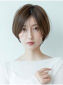 20代30代大人かわいい前髪カール小顔ショートボブシアカラー
