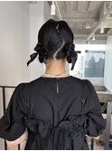 結婚式三列◎二次会パーティー♪タイトツインリボンヘアセット