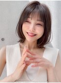 斜めバングレイヤーカットナチュラルカールくびれヘア美髪