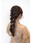 ヘアアレンジ/編みおろしツイン結婚式ヘア成人式ヘアカチモリ