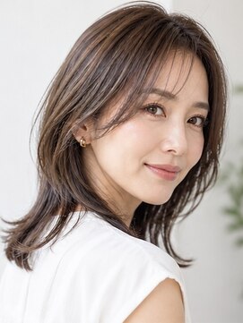 ムーン 仙台一番町店(OON) ミディアムレイヤー/白髪ぼかしハイライト/40代50代/髪質改善