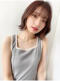 ボブ ショコラブラウン フェザーバング 大人かわいい 20代30代