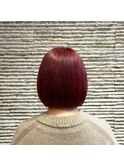 20代30代/チェリーレッド/ハイトーン/ブリーチ/切りっぱなしボブ