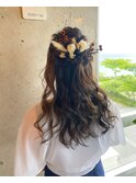 セミディxハーフアップ