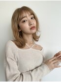 10,20代☆ハイトーン/ベージュカラー/鎖骨ミディアム/レイヤー