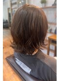 大人可愛い大人美人小顔カットミディアムショコラアッシュ