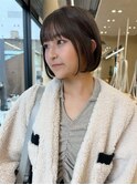 ケアカラー透明感カラーオリーブグレージュボブ