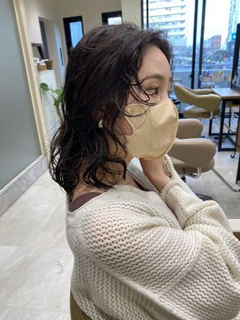 スタイル 茅ケ崎(STYLE) 【ハクラ】ウルフパーマ レイヤー 顔まわりカット ミディアム