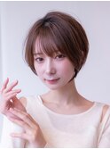 ショートボブ/ベージュカラー/前髪