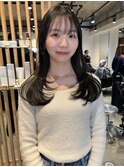 オリーブベージュ大宮レイヤーカット、ブリーチなしダブルカラー