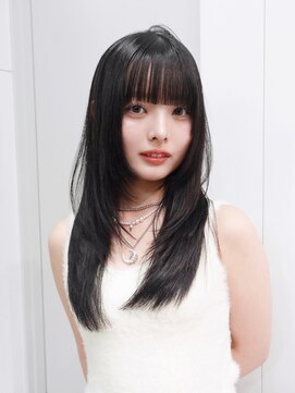 アイティー バイ アルバム 浦和店(IT by ALBUM) 顔周りレイヤーロング前髪カット黒髪ウルフレイヤー_F21174