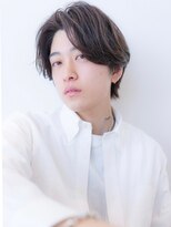 メゾンバイハバナ(maison by HAVANA)&nbsp;メンズ波巻きセンターパートハイライトツーブロックマッシュ