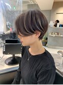 大人可愛い20代30代40代黒髪前下がりショートボブ丸みショート◎