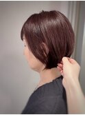 40代50代大人ショートボブピンクラベンダー髪質改善根元パーマ