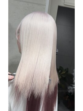 サイ(PSY) グレージュ×シールエクステ／池袋/ダブルカラー／ハイトーン