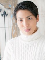 モッズヘア メン 上尾東口店(mod's hair men)&nbsp;かき上げアップバングブラック刈り上げないメンズ韓国ヘアa上尾