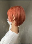 オレンジカラー/ブリーチカラー/ショートボブ/髪質改善