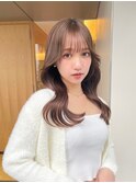 くびれヘア_グレージュ韓国ヘアダークアッシュチェリーブラウン
