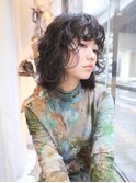 くせ毛風/前髪パーマ/ボブパーマ/アッシュブラック/たまプラーザ