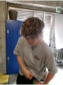 ホワイトメッシュ ハイライト ツイストスパイラル 波巻き