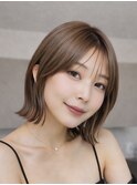 透明感カラーでくびれ外はねボブ