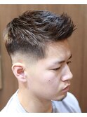 ＜理容室＞＜バーバー＞アップバングショートフェード