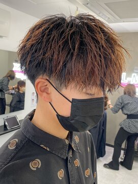 エルマーク 梅田(L-MARK) マッシュカラーブリーチメンズメンズカラーツーブロック