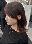 顔周りレイヤーミディアムレイヤーブラウンベージュ透明感カラー