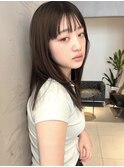 ナチュラルロング/レイヤー/シースルーバング/オリーブベージュ