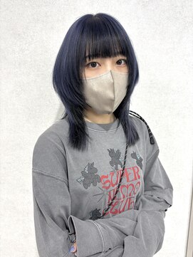 ツキ 横浜店(tuki) ネイビーカラーミディアムウルフレイヤー