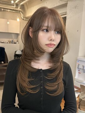 ライン(LINE) 韓国風/レイヤー/前髪カット/オリーブ/透明感/ハッシュカット